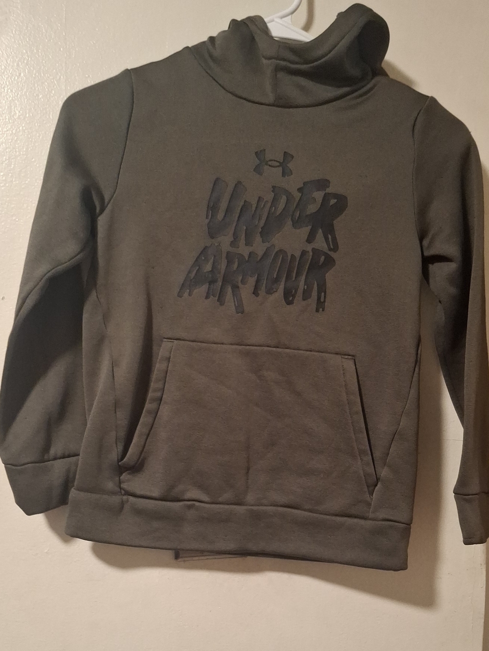 Under Armour Kids Olive Green Pullover Hoodie with Front Logo